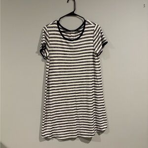 Striped Navy and White Terrycloth Cover-Up